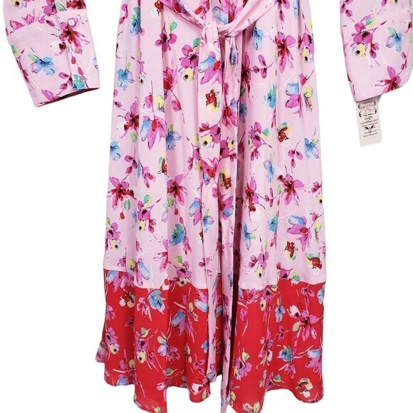NWT Nanette Lepore Floral Multiprint Button Up Collated Shirt Midi Dress - Picture 5 of 13